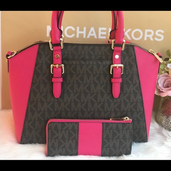🌷MICHAEL KORS Large Brown Ultra Pink Satchel Set - Picture 6 of 8